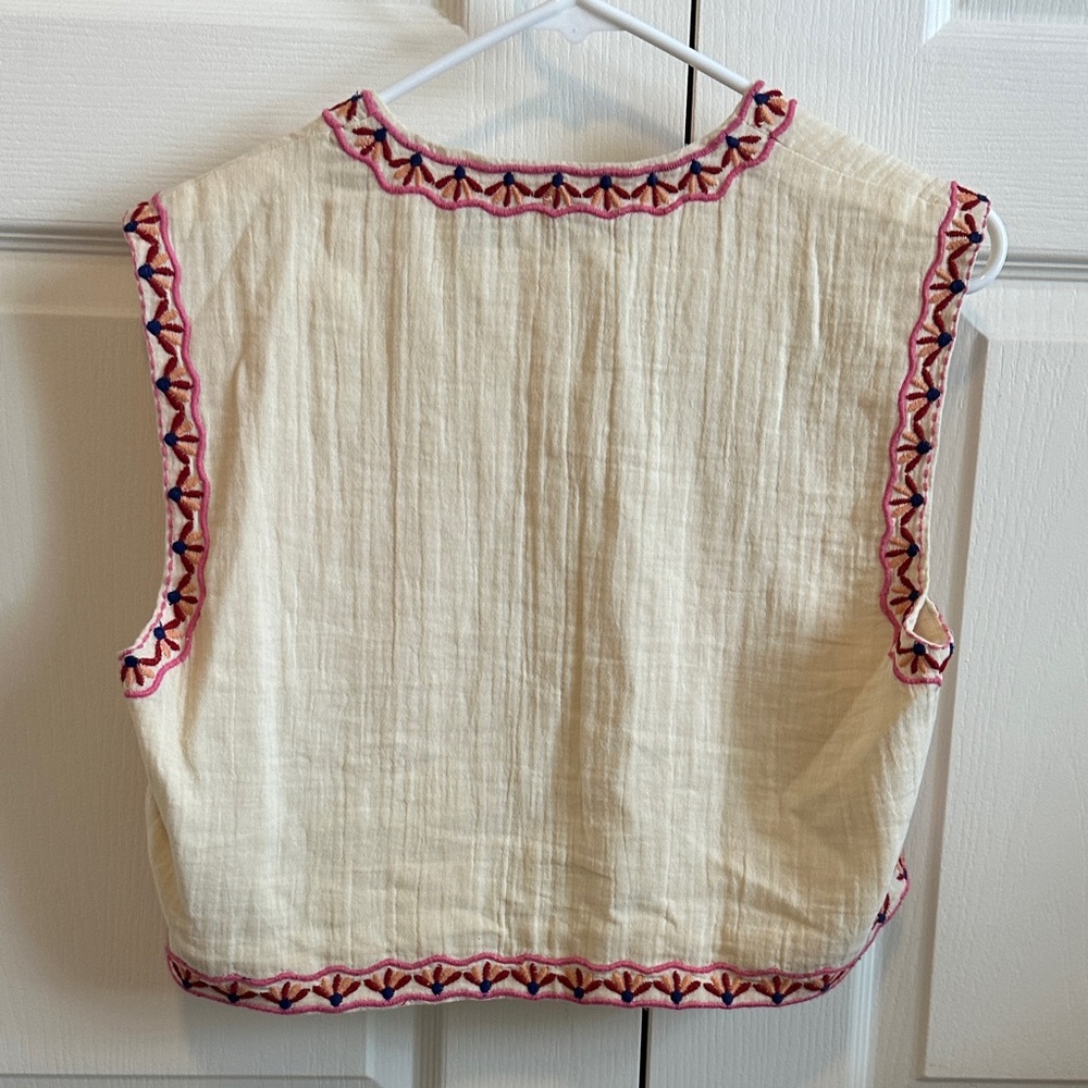 Zara Cream Vest with Pink and Green floral Embroidery - Picture 3 of 3